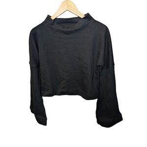 Noli Yoga Cropped Bell Sleeve Yoga Sweatshirt Black Arhleisure Pilates S Mock